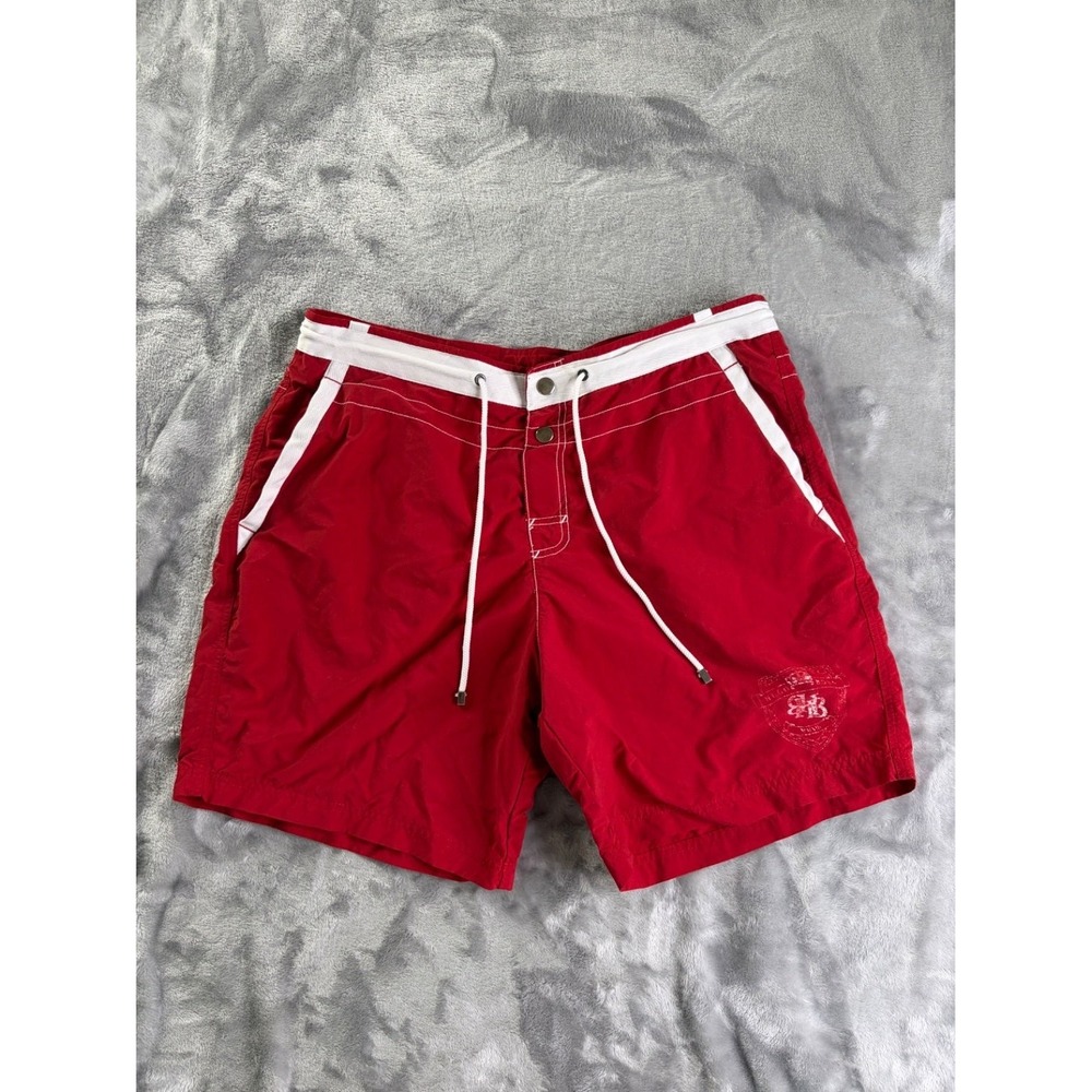Hugo Boss Starfish Mens L Red Swim Bottom White Contrast Waistband